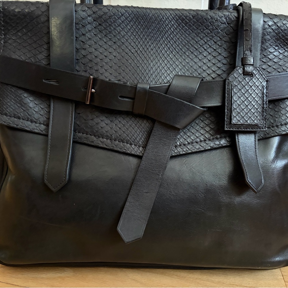 Reed Krakoff Black Leather / Python Boxer Tote - Picture 4 of 14